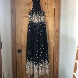 Chiffon mock neck maxi dress with lovely floral